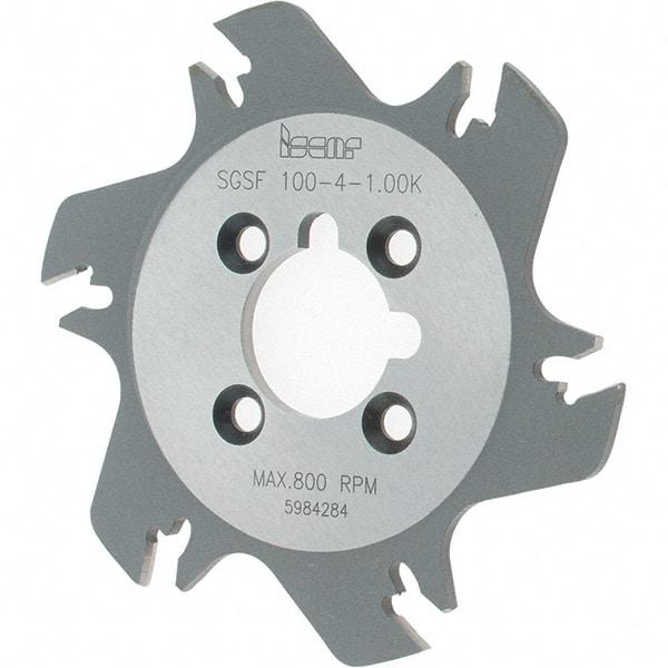 Iscar - Arbor Hole Connection, 1.04" Depth of Cut, 3.94" Cutter Diam, 1" Hole Diam, 6 Tooth Indexable Slotting Cutter - SGSF Toolholder, GSFN Insert - Eagle Tool & Supply