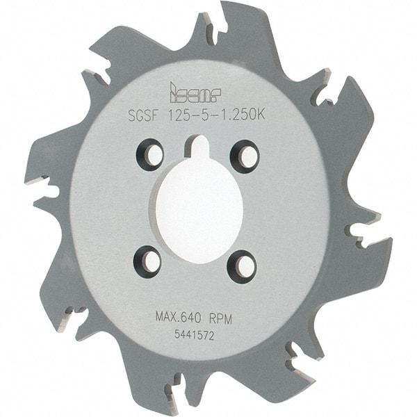 Iscar - Arbor Hole Connection, 1.36" Depth of Cut, 4.92" Cutter Diam, 1-1/4" Hole Diam, 8 Tooth Indexable Slotting Cutter - SGSF Toolholder, GSFN Insert - Eagle Tool & Supply