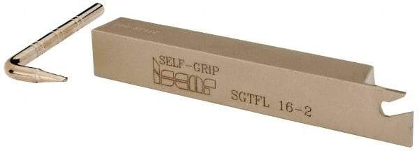 Iscar - SGTF, Left Hand Cut, 1-1/4" Max Workpc Diam, GFN, GFR Insert, Indexable Cutoff Toolholder - 5/8" Shank Width, 5/8" Shank Height, 4-1/2" OAL - Eagle Tool & Supply