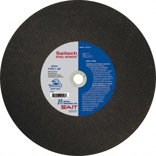 Sait - 16" Ceramic Cutoff Wheel - 3/32" Thick, 1" Arbor, 3,700 Max RPM, Use with Chop Saws - Eagle Tool & Supply