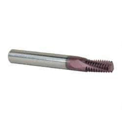 Carmex - 1/4-18 to 3/8-18 NPT, 0.312" Cutting Diam, 3 Flute, Solid Carbide Helical Flute Thread Mill - Internal/External Thread, 0.58" LOC, 2-1/2" OAL, 5/16" Shank Diam - Eagle Tool & Supply