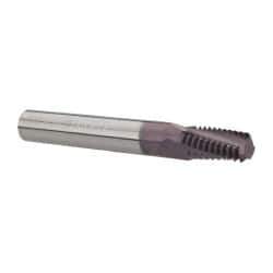 Carmex - 1/4-18 to 3/8-18 NPTF, 0.312" Cutting Diam, 3 Flute, Solid Carbide Helical Flute Thread Mill - Internal/External Thread, 0.58" LOC, 2-1/2" OAL, 5/16" Shank Diam - Eagle Tool & Supply