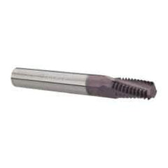 Carmex - 1/4-18 to 3/8-18 NPTF, 0.312" Cutting Diam, 3 Flute, Solid Carbide Helical Flute Thread Mill - Internal/External Thread, 0.58" LOC, 2-1/2" OAL, 5/16" Shank Diam - Eagle Tool & Supply