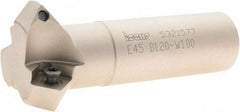 Iscar - 45° Lead Angle, 1.815" Max Cut Diam, 1.2" Min Cut Diam, 0.31" Max Depth of Cut, Indexable Chamfer and Angle End Mill - 3 Inserts, SCMT-19, SCMW, SDMT-AD-N, TPMT Insert Style, 3-3/4" Overall Length, Straight Shank - Eagle Tool & Supply