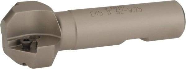 Iscar - 45° Lead Angle, 1.41" Max Cut Diam, 5/8" Min Cut Diam, 0.27" Max Depth of Cut, Indexable Chamfer and Angle End Mill - 2 Inserts, TPMT 321, TPMT 322 Insert Style, 3.54" Overall Length, Straight Shank - Eagle Tool & Supply