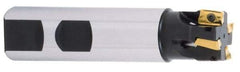 Iscar - 1-1/2" Cut Diam, 0.56" Max Depth of Cut, 1-1/4" Shank Diam, 4-1/2" OAL, Indexable Square Shoulder End Mill - AD..1505.., HM90 AD..1505 Inserts, Weldon Shank, 90° Lead Angle, Through Coolant, Series Heli2000 - Eagle Tool & Supply