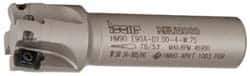 Iscar - 1" Cut Diam, 0.394" Max Depth of Cut, 3/4" Shank Diam, 3.38" OAL, Indexable Square Shoulder End Mill - AP..1003.., HM90 AP..1003.. Inserts, Weldon Shank, 90° Lead Angle, Series Heli2000 - Eagle Tool & Supply