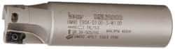 Iscar - 1" Cut Diam, 0.394" Max Depth of Cut, 1" Shank Diam, 3-3/4" OAL, Indexable Square Shoulder End Mill - AP..1003.., HM90 AP..1003.. Inserts, Weldon Shank, 90° Lead Angle, Series Heli2000 - Eagle Tool & Supply