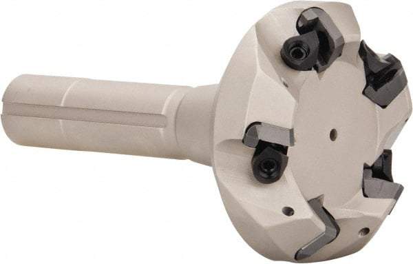 Iscar - 45° Lead Angle, 81.2mm Max Cut Diam, 63mm Min Cut Diam, 6.5mm Max Depth of Cut, Indexable Chamfer and Angle End Mill - 5 Inserts, SE.N/R 12.. Insert Style, 140mm Overall Length, Taper Shank - Eagle Tool & Supply
