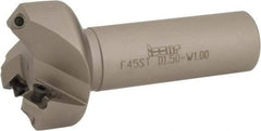 Iscar - 45° Lead Angle, 2" Max Cut Diam, 1-1/2" Min Cut Diam, 0.26" Max Depth of Cut, Indexable Chamfer and Angle End Mill - 3 Inserts, SE.. 1204, SE.. 12T3.. Insert Style, 4" Overall Length, Straight Shank - Eagle Tool & Supply