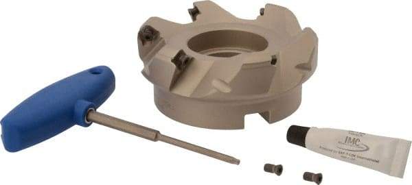 Iscar - 4" Cut Diam, 1-1/2" Arbor Hole, 0.26" Max Depth of Cut, 45° Indexable Chamfer & Angle Face Mill - 6 Inserts, SEK/MT 12... Insert, Right Hand Cut, 6 Flutes, Series F45ST - Eagle Tool & Supply