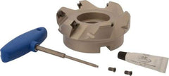 Iscar - 4" Cut Diam, 1-1/2" Arbor Hole, 0.26" Max Depth of Cut, 45° Indexable Chamfer & Angle Face Mill - 6 Inserts, SEK/MT 12... Insert, Right Hand Cut, 6 Flutes, Series F45ST - Eagle Tool & Supply