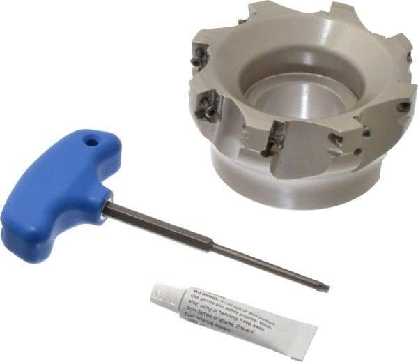 Iscar - 8 Inserts, 4" Cut Diam, 1-1/2" Arbor Diam, 0.56" Max Depth of Cut, Indexable Square-Shoulder Face Mill - 0/90° Lead Angle, 2" High, AD..1505.. & HM90 AD..1505.. Insert Compatibility, Series HM90 - Eagle Tool & Supply