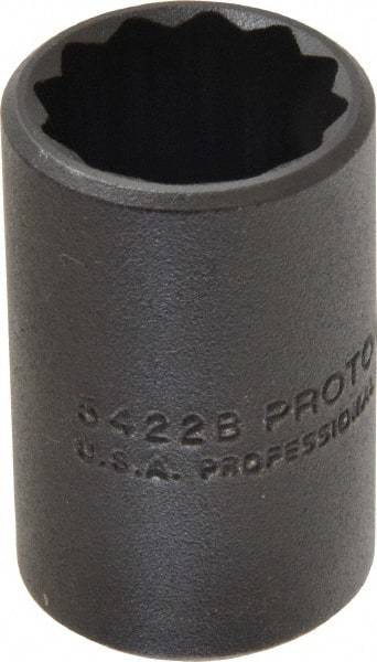 Proto - 11/16", 1/2" Drive, Standard Hand Socket - 12 Points, 1-1/2" OAL, Alloy Steel, Black Finish - Eagle Tool & Supply