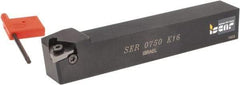 Iscar - External Thread, Right Hand Cut, 3/4" Shank Width x 3/4" Shank Height Indexable Threading Toolholder - 5" OAL, K 16 Insert Compatibility, SE Toolholder, Series SER - Eagle Tool & Supply