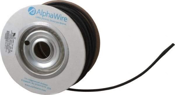 Alpha Wire - 6.35mm ID, Black PET Expandable Cable Sleeve - 100' Coil Length, -103 to 257°F - Eagle Tool & Supply