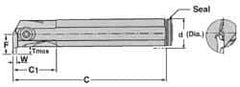 Iscar - TGI, Internal, Right Hand, 0.72" Max Depth of Cut, 0.236 to 1/4" Groove Width, Indexable Grooving Tool Holder - TGMF Insert Compatibility, 1-1/2" Shank Width, 11.8" OAL, Through Coolant - Eagle Tool & Supply
