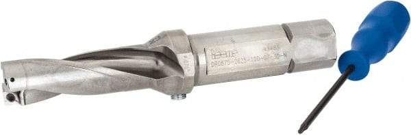 Iscar - 2.63" Max Drill Depth, 3xD, 7/8" Diam, Indexable Insert Drill - 2 Inserts, 1" Shank Diam, Straight Shank - Eagle Tool & Supply