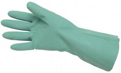 MCR Safety - Size XL (10), 13" Long, 15 mil Thick, Supported, Nitrile Chemical Resistant Gloves - Textured Finish, Cotton Lined, Straight Cuff, Green, FDA Approved - Eagle Tool & Supply