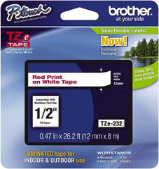 Brother - 1/2" Wide x 314.4" Long, White Plastic/Paper Tape Cassette - For Label Maker - Eagle Tool & Supply