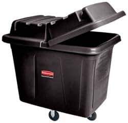 Rubbermaid - 400 Lb Load Capacity, 14 Cu Ft, Polyethylene Cube Truck - 31" Wide x 44-1/8" Long x 32-1/2" High, Black - Eagle Tool & Supply