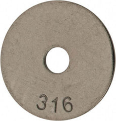 Value Collection - #10 Screw, Grade 316 Stainless Steel Fender Flat Washer - 13/64" ID x 1" OD, 0.04" Thick, Plain Finish - Eagle Tool & Supply