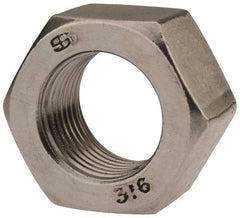 Value Collection - 5/8-18 UNF Stainless Steel Right Hand Hex Nut - 15/16" Across Flats, 35/64" High, Uncoated - Eagle Tool & Supply