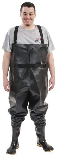 Dunlop Protective Footwear - Men's Size 12 Medium Width Steel Wader - Black, PVC Upper, 56-3/5" High, Cold Protection, Non-Slip, Waterproof - Eagle Tool & Supply