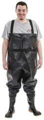 Dunlop Protective Footwear - Men's Size 12 Medium Width Steel Wader - Black, PVC Upper, 56-3/5" High, Cold Protection, Non-Slip, Waterproof - Eagle Tool & Supply