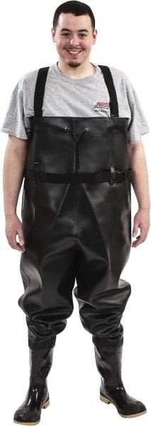 Dunlop Protective Footwear - Men's Size 13 Medium Width Steel Wader - Black, PVC Upper, 56-3/5" High, Cold Protection, Non-Slip, Waterproof - Eagle Tool & Supply