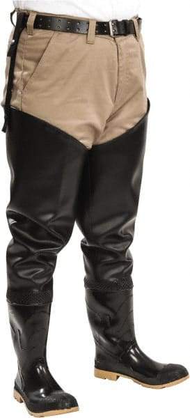 Dunlop Protective Footwear - Men's Size 9 Medium Width Steel Wader - Black, PVC Upper, 35" High, Cold Protection, Non-Slip, Waterproof - Eagle Tool & Supply