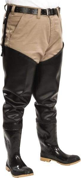 Dunlop Protective Footwear - Men's Size 12 Medium Width Steel Wader - Black, PVC Upper, 35" High, Cold Protection, Non-Slip, Waterproof - Eagle Tool & Supply