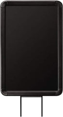 Lavi Industries - 11" High x 8-1/2" Long x 8-1/2" Wide Barrier Sign Frame - Aluminum, Powdercoat Finish, Black, Use with Stanchion - Eagle Tool & Supply