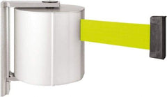 Lavi Industries - 8" High x 6-3/4" Long x 6-3/4" Wide Retractable Barrier Belt - Aluminum, Satin Chrome Finish, Satin Aluminum, Use with Wall Mount - Eagle Tool & Supply