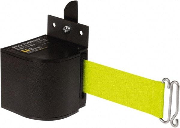 Lavi Industries - 3-1/2" High x 3-1/4" Long x 3-1/4" Wide Retractable Barrier Belt - Aluminum, Powdercoat Finish, Black, Use with Upright - Eagle Tool & Supply