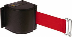 Lavi Industries - 3-1/2" High x 3-1/4" Long x 3-1/4" Wide Retractable Barrier Belt - Aluminum, Powdercoat Finish, Black, Use with Upright - Eagle Tool & Supply