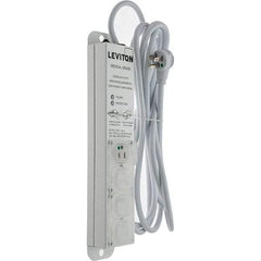 Leviton - 4 Outlets, 125 VAC15 Amps, 15' Cord, Surge Power Outlet Strip - Wall/Surface Mount, 5-20 NEMA Configuration, 1' Strip, UL 60601-1 - Eagle Tool & Supply
