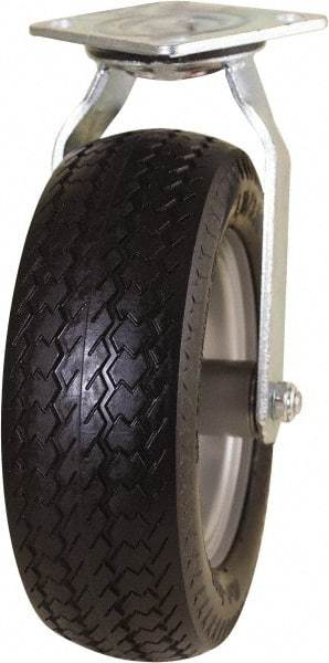 Marathon Industries - 10" Diam x 3-19/64" Wide x 12" OAH Top Plate Mount Swivel Caster - Polyurethane, 300 Lb Capacity, 4 x 4-1/2" Plate - Eagle Tool & Supply