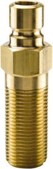Parker - 1/8 NPTF Brass Hydraulic Hose Male Pipe Thread Extended Nipple - 200 psi, 3 GPM, Series Moldmate - Eagle Tool & Supply