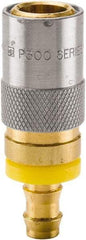 Parker - Nonthreaded Brass Hydraulic Hose Push-Lok Hose Barb Coupler & Straight Fitting - 200 psi, 6 GPM, 1/2" Hose Diam, Series Moldmate - Eagle Tool & Supply