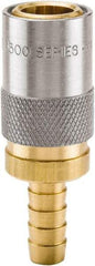 Parker - Nonthreaded Brass Hydraulic Hose Hose Barb Coupler & Straight Fitting - 200 psi, 3 GPM, 3/8" Hose Diam, Series Moldmate - Eagle Tool & Supply