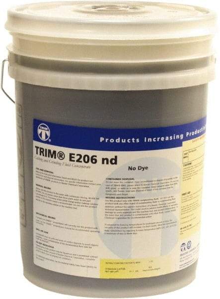 Master Fluid Solutions - Trim E206 nd, 5 Gal Pail Cutting & Grinding Fluid - Water Soluble, For Cutting, Grinding - Eagle Tool & Supply