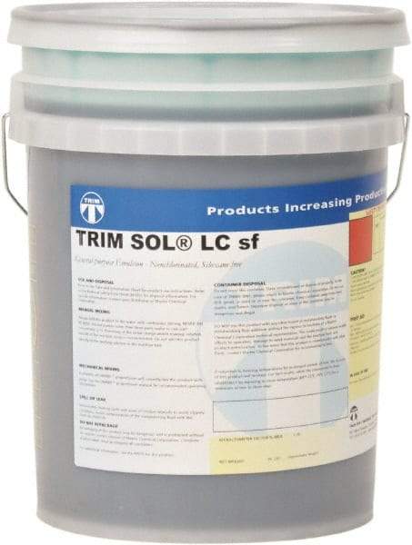 Master Fluid Solutions - Trim SOL LC sf, 5 Gal Pail Cutting & Grinding Fluid - Water Soluble, For Cutting, Grinding - Eagle Tool & Supply