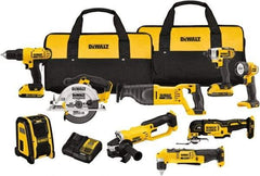 DeWALT - 20 Volt Cordless Tool Combination Kit - Includes 1/2" Compact Drill/Driver, 1/4" Impact Driver, Cut-off Tool/Grinder, Reciprocating Saw, 6-1/2 Circular Saw, LED Worklight & Bluetooth Speaker, Lithium-Ion Battery Included - Eagle Tool & Supply