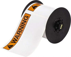 Brady - 6" Wide x 6" Long, Orange & Black on White Vinyl Tape - For BBP30 Label Printer, BBP33 Label Printer, BBP35 Multicolor Sign & Label Printer, BBP37 Color & Cut Sign & Label Printer, BradyPrinter S3100, BBP31 Sign & Label Printer - Eagle Tool & Supply