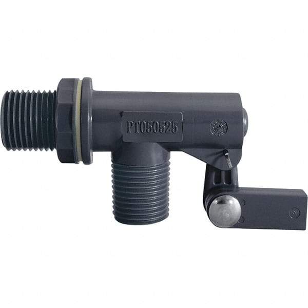 Control Devices - 1/2" Pipe, PVC, Angle Pattern-Single Seat, Mechanical Float Valve - 100 psi, MNPT End Connections - Eagle Tool & Supply