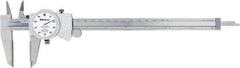 Mitutoyo - 0" to 8" Range, 0.001" Graduation, 0.1" per Revolution, Dial Caliper - White Face, 50mm Jaw Length - Eagle Tool & Supply