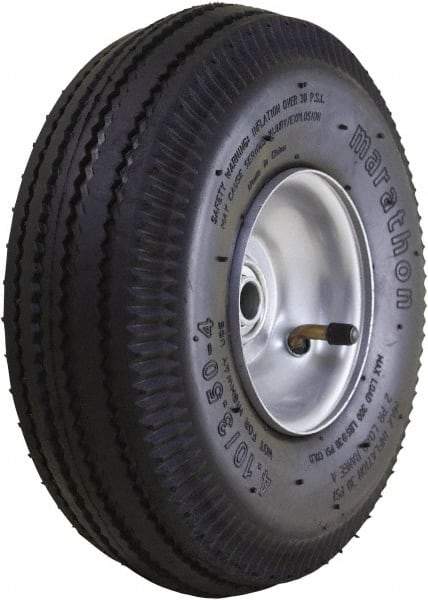 Marathon Industries - 3-19/64" Wide x 10-1/2" High x 4" Deep Sawtooth Pneumatic Hand Truck Tire - 300 Lb Load Capacity - Eagle Tool & Supply