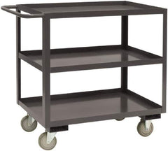 Durham - 1,200 Lb Capacity, 18" Wide x 36" Long x 37-5/8" High Service Cart - 3 Shelf, Steel, 2 Rigid/2 Swivel Casters - Eagle Tool & Supply