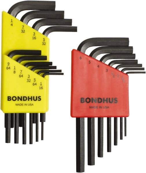 Bondhus - 17 Piece L-Key Hex Key Set - Hex Range 1/16 to 1/4", Protanium High Torque Steel - Eagle Tool & Supply